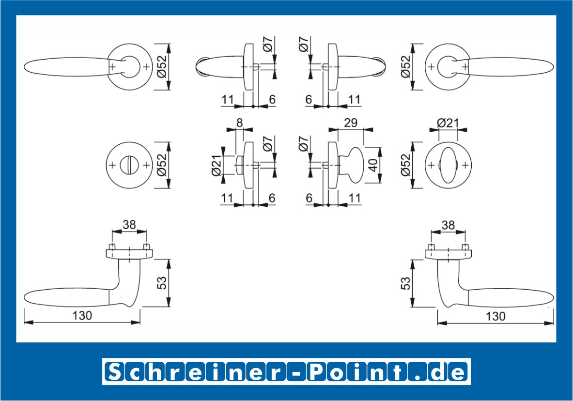 Hoppe Athinai Messing verchromt / matt verchromt F49-R/F98-R  Rosettengarnitur M156/19KV/19KVS, 2711391, 2711295, 2711421, 2727393